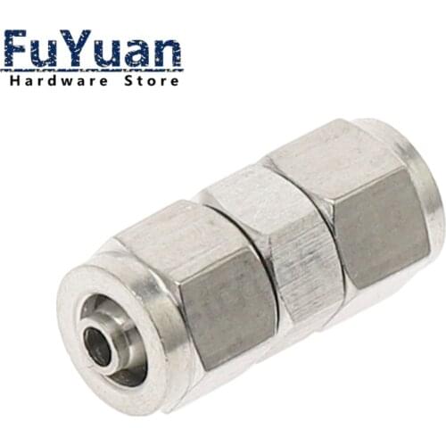 1pcs Stainless steel 304 fast Ning straight through fast twist straight middle PU tube PTFE tube quick connector