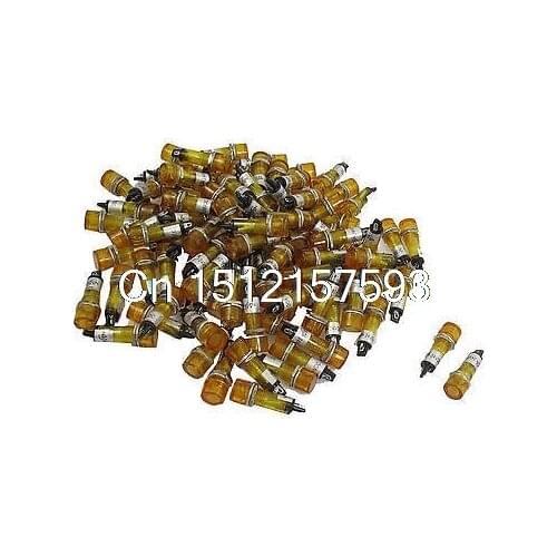 100 Pcs DC 24V 10mm Yellow Red Illuminated Signal Indicator Light Pilot Lamp XD10-3