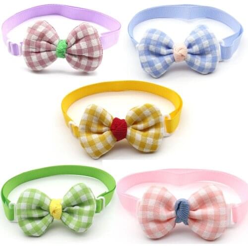100pcs Pet Dog Accessories Plaid Small Dog Bow Ties Puppy Dog Cat Bowties Collar Pet Dog Grooming Products
