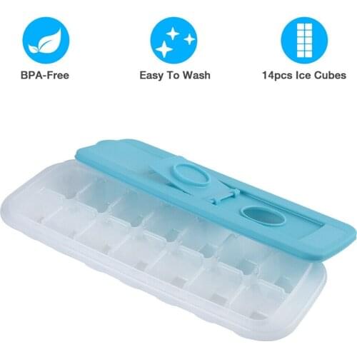 14 Grid Ices Cubes Tray Maker with Removable Lid Cocktails Whiskey Square LXY9