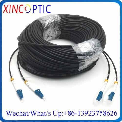 150M 2Cores SM G657A,4.0mm LSZH/TPU Black Cable,150Mts 2F LC/SC/ST/FCUPC Single Mode Armored 2C 2Fibers Optic Patch Cord Cable