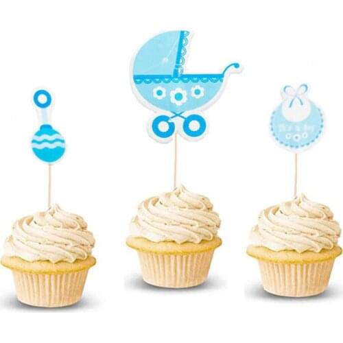 18PCS Baby Shower Cupcake Toppers picks Baby Shower Favors birthday Party Supplies Decorations Its a Girl pink cupcake topper