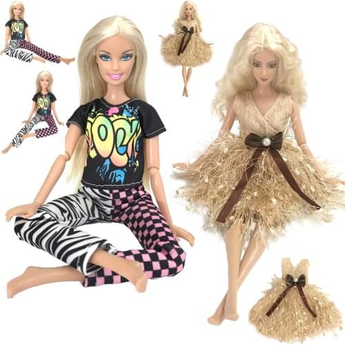 NK 2 Set Hot Sale Newest Doll Fashion Casual Suit Noble Beautiful Daily Dress For Barbie Accessories Doll Best Child Gift Toy 9X