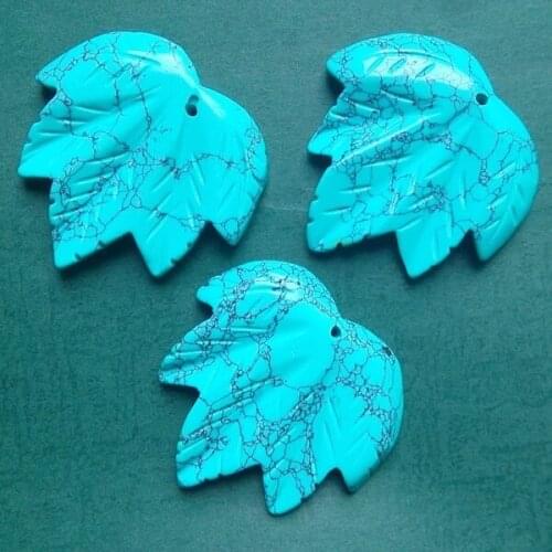 2018 Fashion Carved Mixed maple leaf Stone pendants charms jewelry making 3pcs/lot Wholesale Free shipping