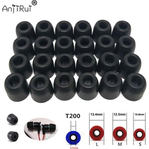 24 pcs/12 pair ANJIRUI T200 (LMS) Memory foam sponge tips ear pads 4.5mm for in-ear earphone headset earphones enhanced bass