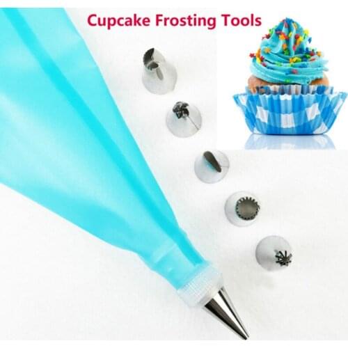 8pcs Decorating Tip Set 6 Stainless Steel Nozzles&Tpu Cream Icing Piping Pastry Bag Cake DIY Decorating Supplies Kitchen Gadgets
