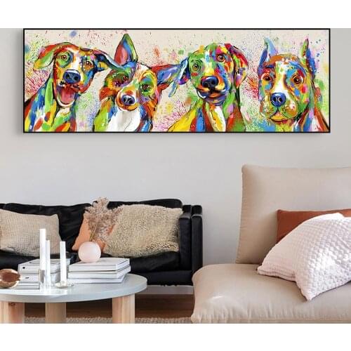 Abstract Animals Art Canvas Paintings On The Wall Posters And Prints Colorful Dogs Canvas Pictures For Kids Room Decoration