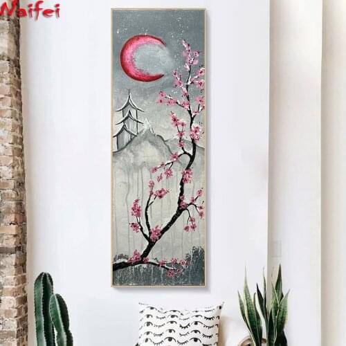 Plum Blossom 5D DIY Diamond Painting Large Size Moon Landscape Painting Cross Stitch Kit Mosaic Art Rhinestone Home Decor Gift