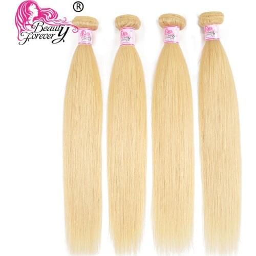 BEAUTY FOREVER #613 Blonde Brazilian Straight Hair 4pcs/lot Remy Human Hair Bundles 16-24 Inch Free Shipping