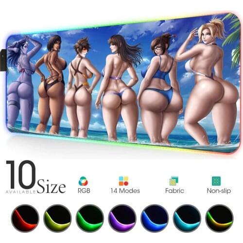 Sexy Ass Girl Rgb Sexy Large Mouse Pad XXL Gamer Notebook Luminous LED Carpet Keyboard Mat USB Game Accessories Mouse Pad Anime