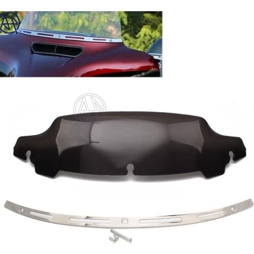Motorcycle Dark Smoke 4.5" Windscreen + Windshield Trim Case for Harley Touring Electra Street Tri Glide 2014-2017