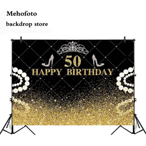 50th birthday background for photography High heels Bokeh Gold Glitter Backdrop for Photo Studio Computer Printed 468