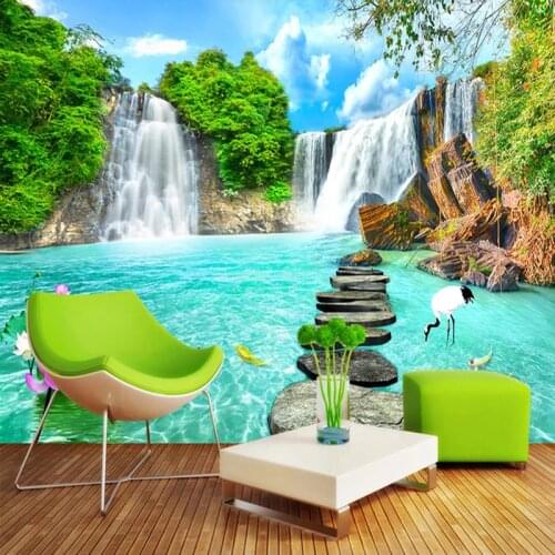 Custom Murals Wallpaper 3D Stereo Waterfalls Landscape Photo Wall Painting Living Room TV Sofa Background Wall Home Decor Fresco