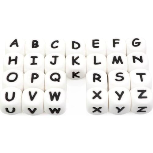 Joepada 20Pcs/lot Silicone Letter Beads Food Grade Silicone Chewing Alphabe Beads DIY Baby Teething Necklace Silicone Teether