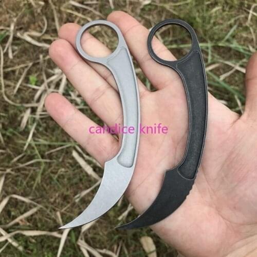 Bastin BAS13 Claw Karambit 440C Stone Wash Fixed Blade Full Tang Steel Handle Camping Hunting Tactical Survival EDC Tool Knives