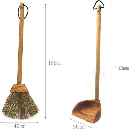 1/12 Scale Dolls House Miniature Mini Broom Dustpan Kitchen Ornaments Accs
