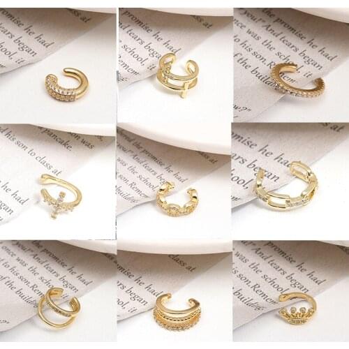 Fashion Cubic Zirconia Ear Cuffs Earrings Charming Link Chain Cross Clip On Earrings For Women Ear Cuff Wedding Jewelry
