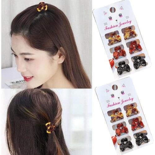 6PCS/Set Fashion Leopard Hairpin Plastic Small Hair Crab Claw Women Girl Bow Mini Hair Clamp Clip Barrettes Grip Hair Accessorie