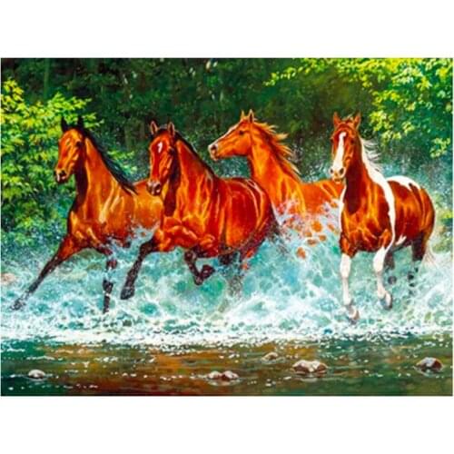 Diy running horse diamond mosaic embroidery animals painting by numbers rhinestone wall sticker daimond drawing art needlework