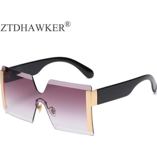 The New Personality One-piece Rimless Sunglasses Men and Women Trendy Street Shooting Eyeglasses Gradient Color Glasses