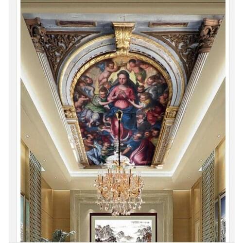 Custom photo wallpapers 3d ceiling wallpaper murals virgin Maria and angel European zenith mural wall papers home decoration