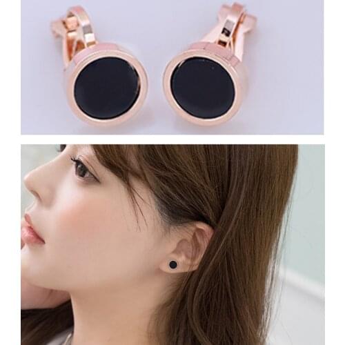 Simple Round Geometric Ear Clips Small Black Clip on Earrings Without Piercing Women Girls No Ear Hole Jewelry