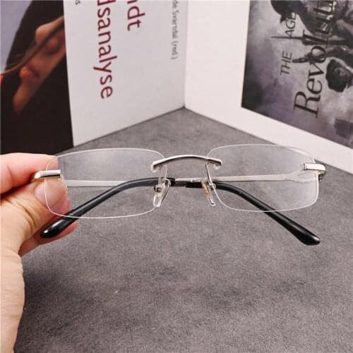 Rockjoy Rimless Myopia Glasses Women Male Brand Eyeglasses Frame with 1.61 MR-8 Resin Lens Anti Blue Reflection -100 to -600