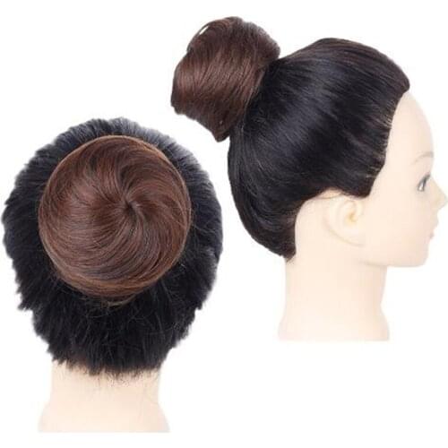 9cm Diam Girls Brown Blonde Bun Hair Chignon Synthetic Donut Roller Hairpieces High Temperature Fiber For Women