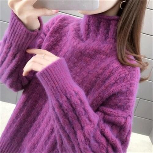 2021 New Turtleneck sweater autumn winter Knitted Jumper Womens Sweaters Casual Loose Long Sleeve jacket Pullovers female H659