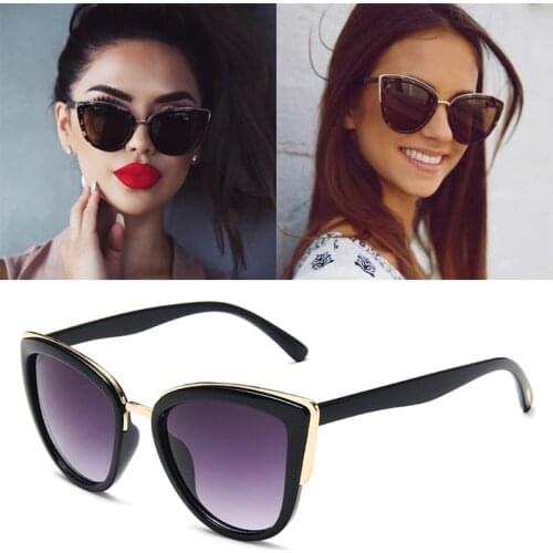 Vintage Cat Eye Sunglasses Women Fashion Brand Designer Sunglasses Female Sexy Leopard Cateyes Black Gradient Oculos De Sol