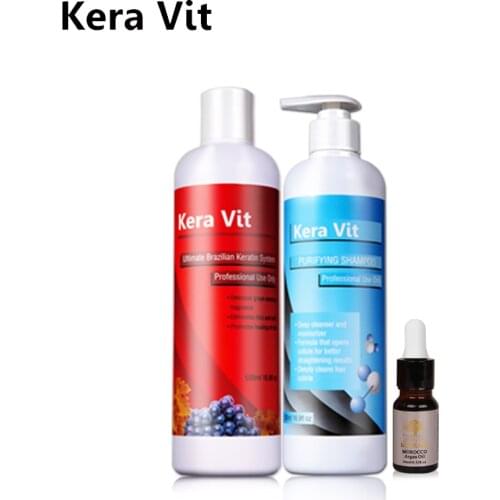 Repair&Straighten Hair Keravit 500ml Keratin Treatment+Purifying Shampoo+10ml Argan Oil