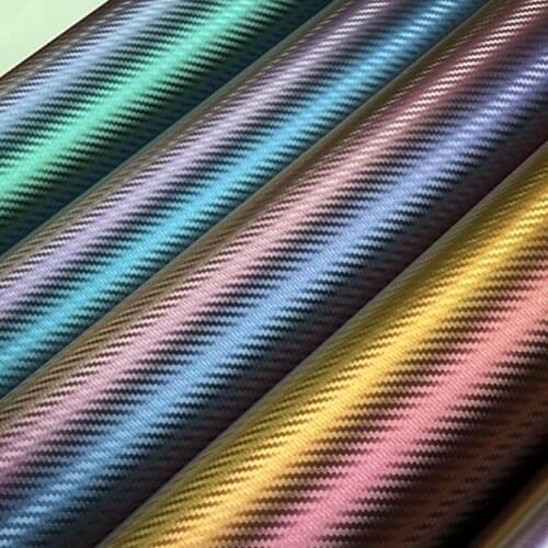 Premium quality Blue to Purple Chameleon Carbon Fiber Vinyl Wrap Roll with Air-Release Technology Car Styling