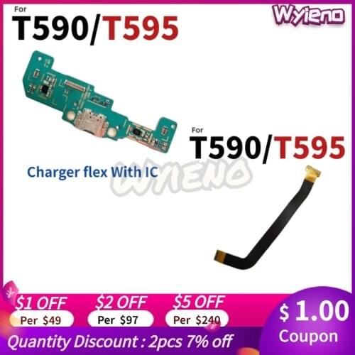 Wyieno For Samsung Galaxy Tab A 10.5 T590 T595 USB Dock Charging Port Charger Mainboard Main Connect LCD Flex Cable Board