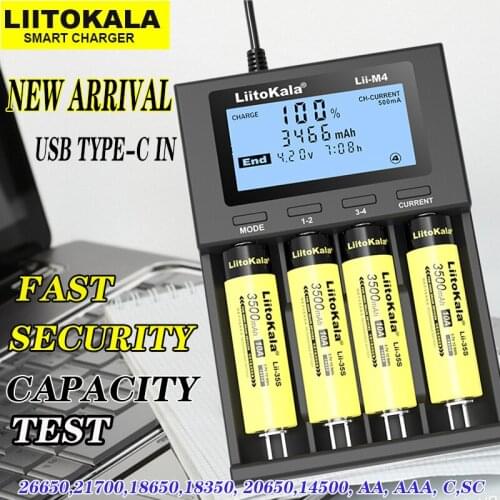 Liitokala M4 18650 charger battery charger usb IN 26650 21700 AAA 18350 14500 test portable lithium battery charge nitecore