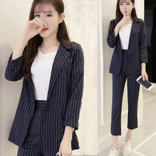 Womens suit female new style fashion dress casual striped office lady OL professional uniform two / piece suit