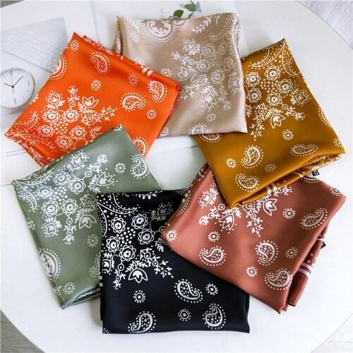 70cm Paisley Print Kerchief Neck Scarf For Women Fashion Bandana Head Hair Scarfs For Ladies Cute Headband Hijab Scarves Female