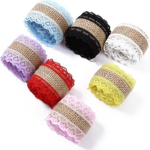 1Roll 2 Meter Colorful Lace And Ramie Cloth With Lace And Lace DIY Handmade Christmas And Wedding Crafts Ornaments