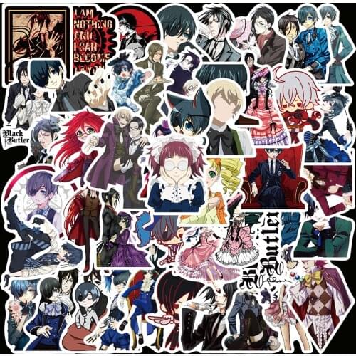 10/50PCS Cartoon Anime Black Butler Sticker for Children Gift Stationery Laptop Suitcase Guitar Fridge Decal Stickers Waterproof