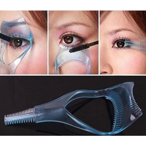 3 in 1 Eyelash Tool Makeup Mascara Shield Guard Curler Applicator Comb Guide hair curlers eyelash comb cosmetic beauty tool