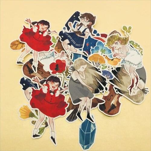 36PCS spring kawaii girl stickers DIY scrapbooking hand-painted album journal happy planner crafts decorative stickers package