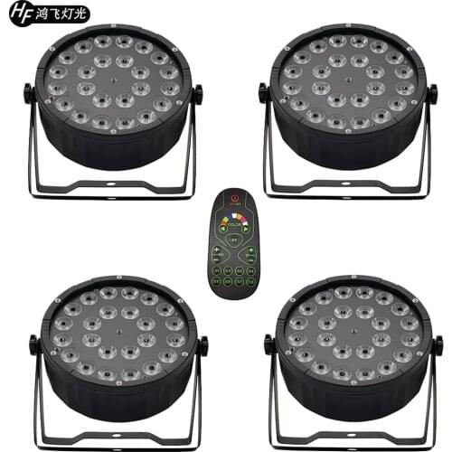 4 pieces / 24x12w Remote control led par light rgbw 4in1 12w flat par light dmx512 professional stage lighting equipment