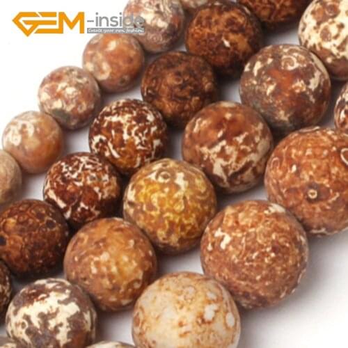 8/10/12/14/16mm GEM-inside Natural Vintage Wood Agates Gem stone Round Beads For Jewelry Making Strand 15" Unisex Gifts