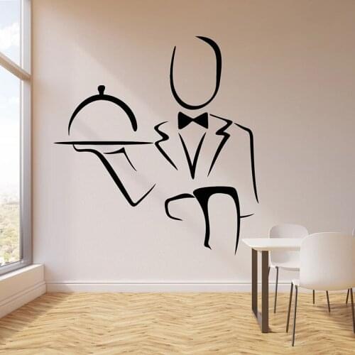 Abstract Pattern Wall Decal Waiter Cafe Restaurant Dining Room Interior Decor Removable Door Window Vinyl Sticker Wallpaper E728
