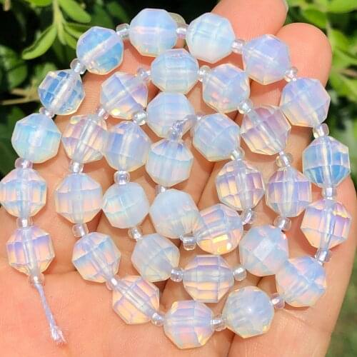 8/10MM Natural Faceted White Opal Stone Gem Loose Spacer Minerals Beads For Jewelry Making Handmade DIY Woman Bracelet Necklace