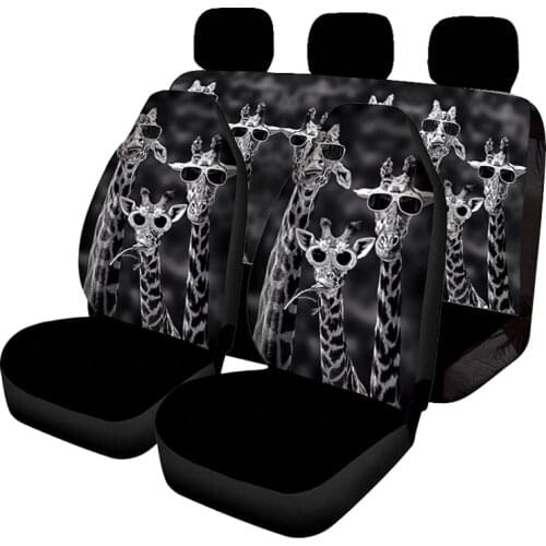 Fashionable womens car seat cover, anti slip plain cloth, front and rear seat cover with Giraffe pattern, summer breathable buc