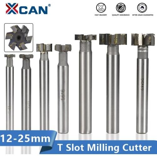 XCAN T Slot Milling Cutter Diameter 12-25mm Carbide Tipped Straight Shank End Mill CNC Router Bit