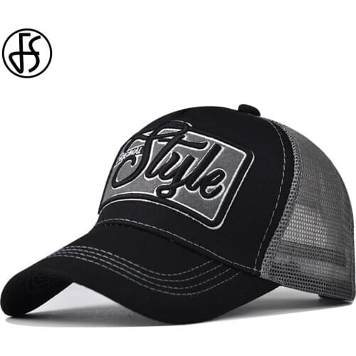 FS 2021 Autumn 3D Style Embroidery Street Trucker Hat High Quality Yellow Baseball Cap For Women Breathable Men Mesh Face Caps