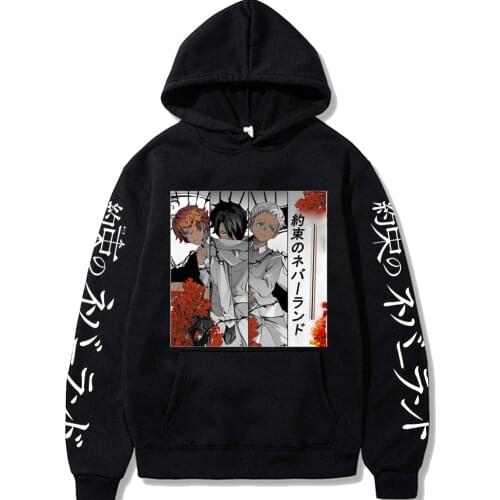 The Promised Neverland Hoodies Pullover Casual Harajuku Emma Norman Ray Printing Hooded Streetswear Sweatshirt Men Women Unisex
