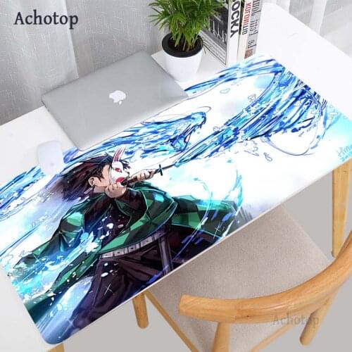 XL Anime Kimetsu No Yaiba Pad Mouse HD Print Computer Gamer Locking Edge Mousepad Gaming Keyboard PC Mice Mats XXL Pad For Csgo