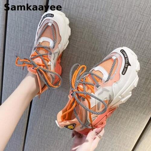 Size 35-40 Womens Sneakers Spring Autumn Femmes Mesh Vulcanize Shoes Lace-Up Mixed Color Chaussures Breathable Tennis Zapatos 32